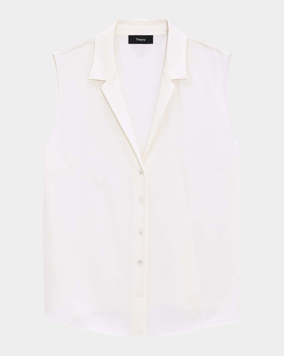 Sleeveless Silk Camp Blous